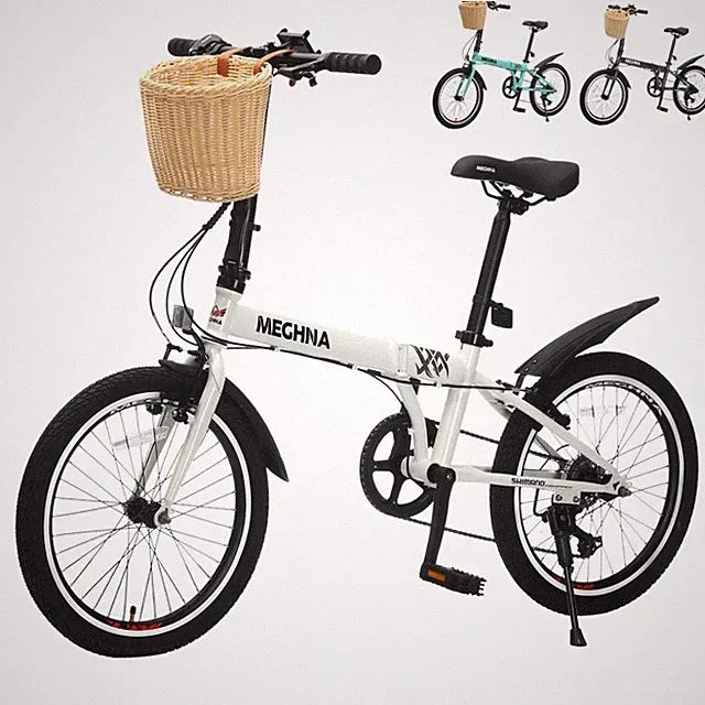 20" Folding Bike with Basket Steel Frame 6-Speed V-Brake Adults Portable Bicycle