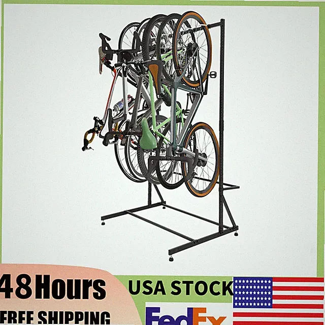 ⭐300lbs Heavy Duty Freestanding 5-Bike Storage Rack W/Adjustable Hooks,Garage