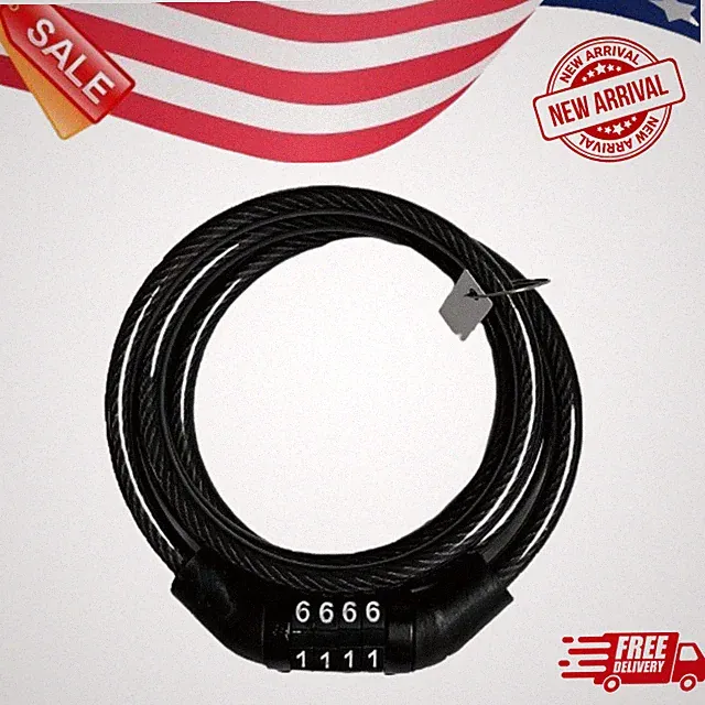 4-Digit Combination Password Bike Lock Cable Bicycle Chain Lock New