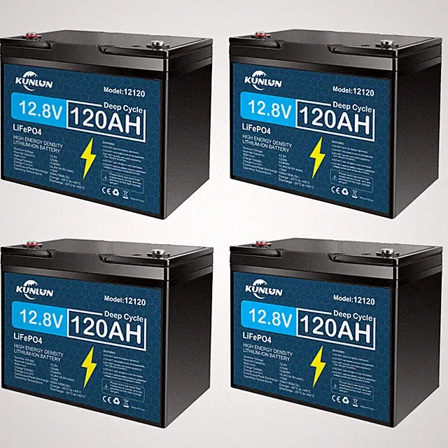 1/2/3/4 Pack 12V 120Ah LiFePO4 Lithium Battery, Deep Cycle, for RV Golf Cart Lot