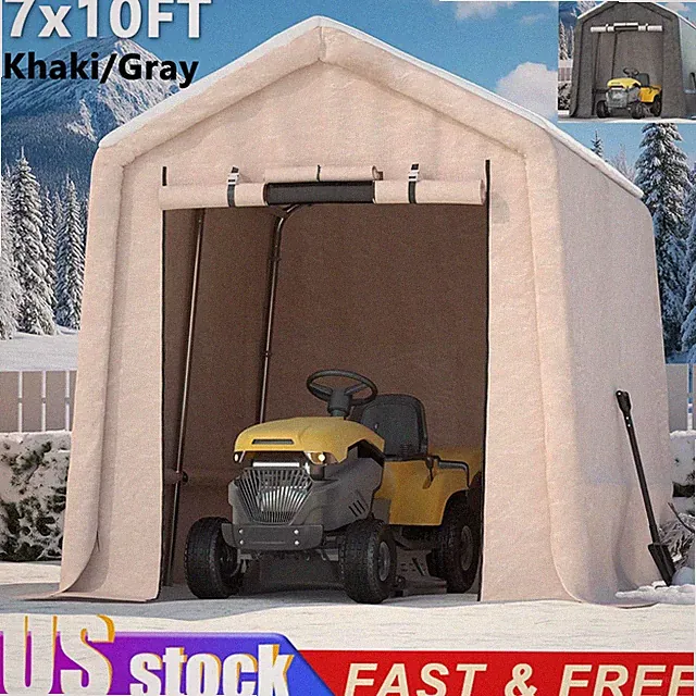 7x10 ft Portable Storage Shelter Garage Tent Carport Shed Zipper Door Outdoor