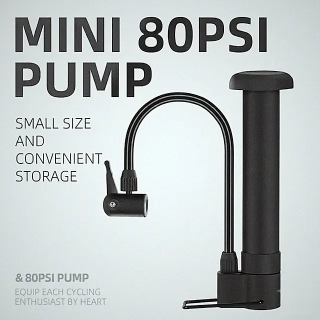 80 PSI Mini Bike Pump – Portable Manual Air Inflator for MTB & Tires