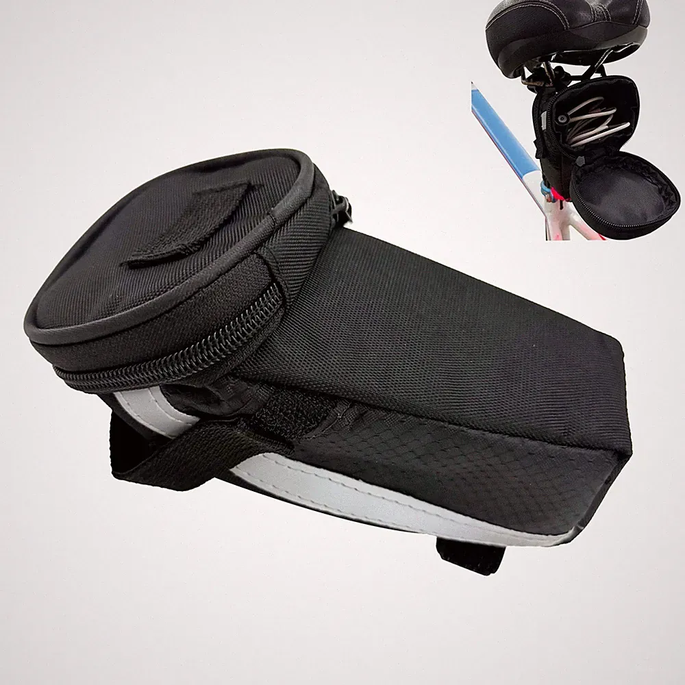 Bicycle Rear Seat Bag Mountain Portable Bicycle Tail Bag Polyester Bag Black