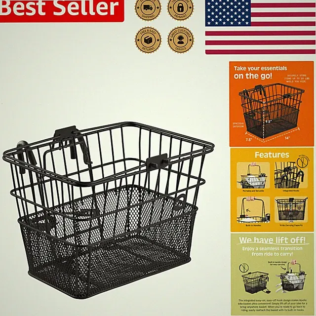 Bike Basket Apollo Detachable Steel Front Handlebar Quick Release Shopping Ut...