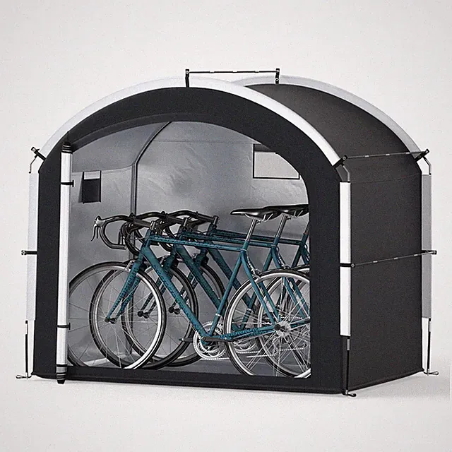 Bike Storage Tent w/ Window Floor Portable Garage Shed for 5 Bikes Garden Tools