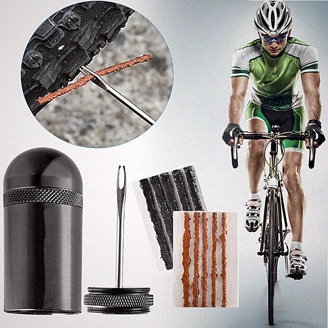 Bike Tubeless Tire Puncture Repair Set for Bicycle Portable Urgent Cycling Flah4
