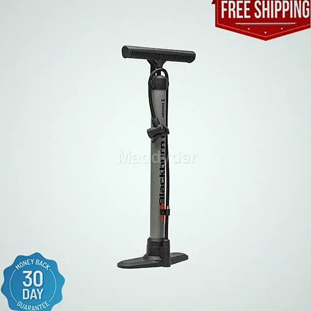 Blackburn Bicycle Floor Pump, Air Tower 1, 100 Psi Bike Pump Portable, Gray
