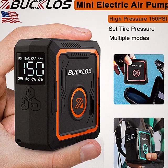 BUCKLOS Electric Air Pump Portable Tire Inflatable Pump Car Bicycle AV/FV 150PSI