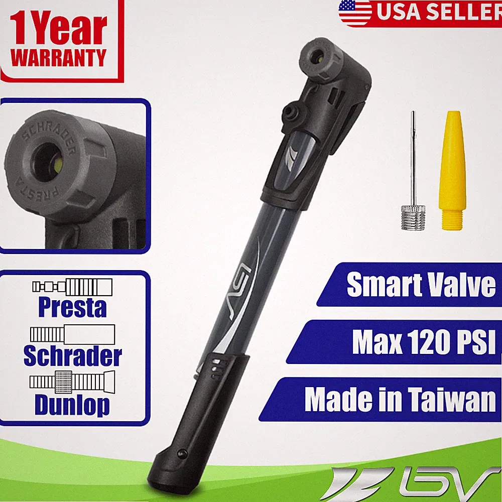 BV Mini Bike Pump Portable Bicycle Tire Ball Air Inflator Presta Schrader 120PSI