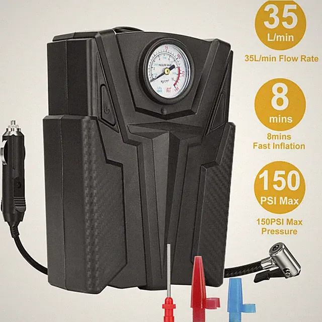 Car Tire Air Pump Portable Air Compressor Pump 12V Bicycle Tire Inflator Pump US