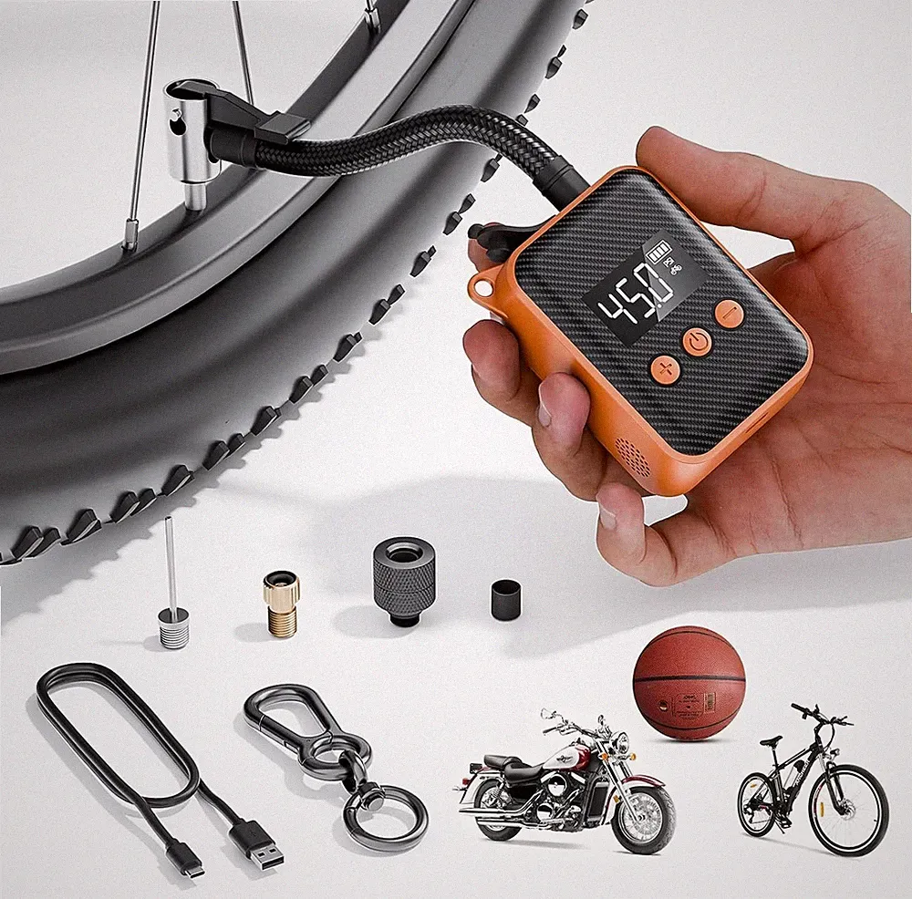 Electric Mini Bike Pump 130 PSI, Portable Bike Tire Pump with Gauge