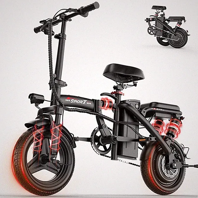 Folding Electric Bike 1000W 25MPH 45 Miles 14" Portable E Bicycles for Commuter