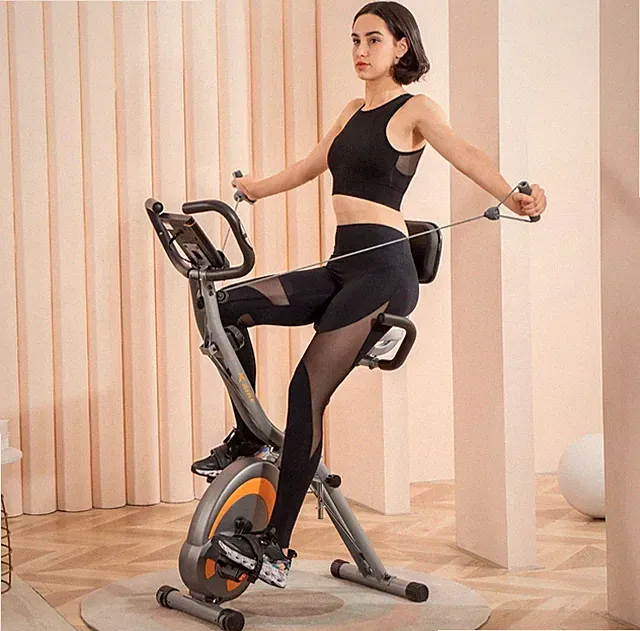 Leikefitness Folding Recumbent Bike LCD Pulse Readout Recumbent Cycling Machine
