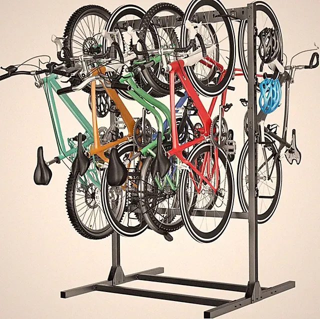 Freestanding Bike Storage Stand for Garage, Heavy Duty 7 Bikes and 7 Helmets Ver