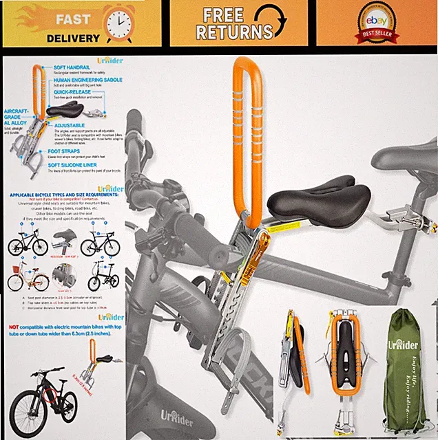 Front Mount Child Bike Seat for Kids 2-6 Years, Ultra Light, Portable, Tool-Free