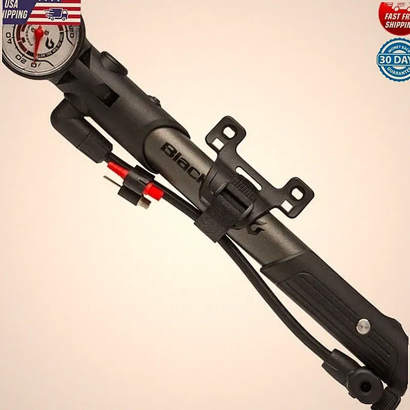 Hybrid Bicycle Frame Pump W/ Pressure Gauge Reversible Head Portable Inflator US