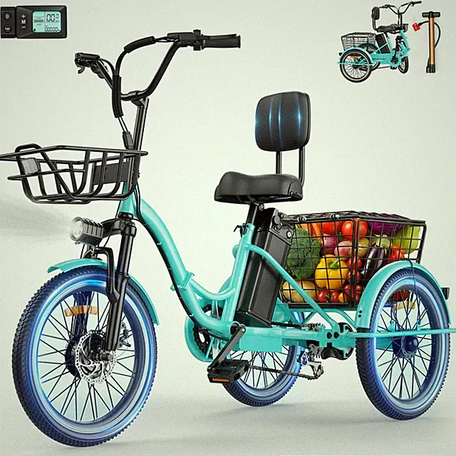 New Portable Electric Tricycle Removable BatteryThree Wheel Bicycle for Adult