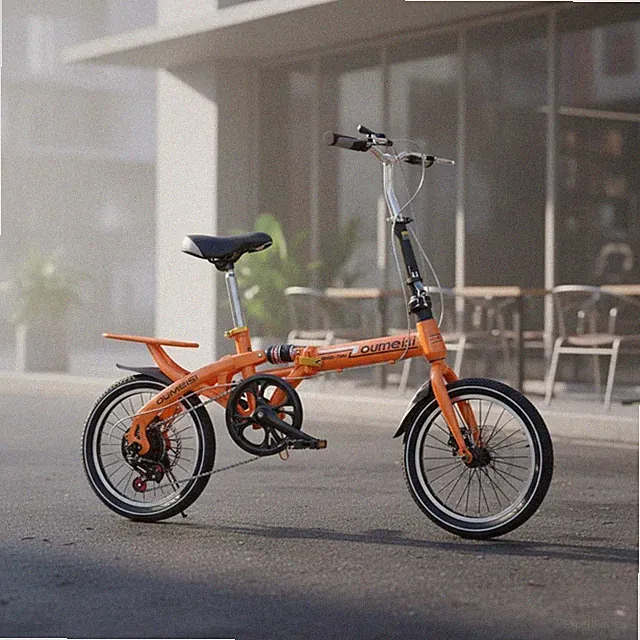 Portable Folding Bike Front and Rear Disc Brakes Shock Absorbing Folding Bike