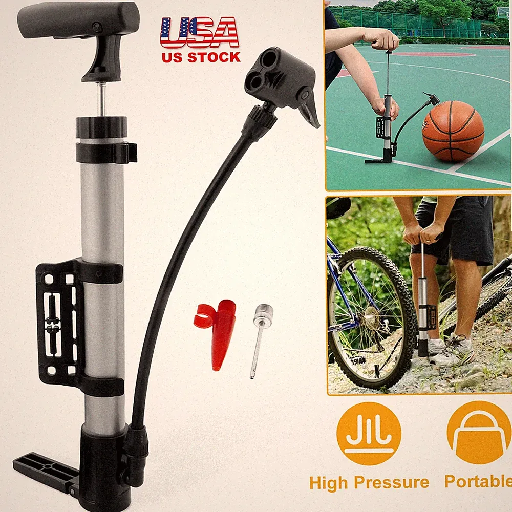 Portable Mini Bike Pump Bicycle Tire Inflator Hand Pump w/Mount Leak-Proof Valve