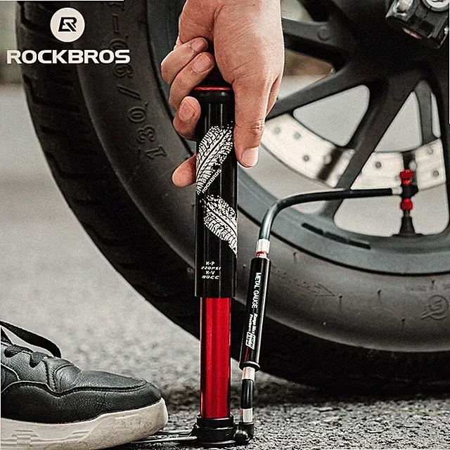 ROCKBROS Aluminum Alloy Mountain Bike Road Bike Pump 220PSI Portable Air Pump