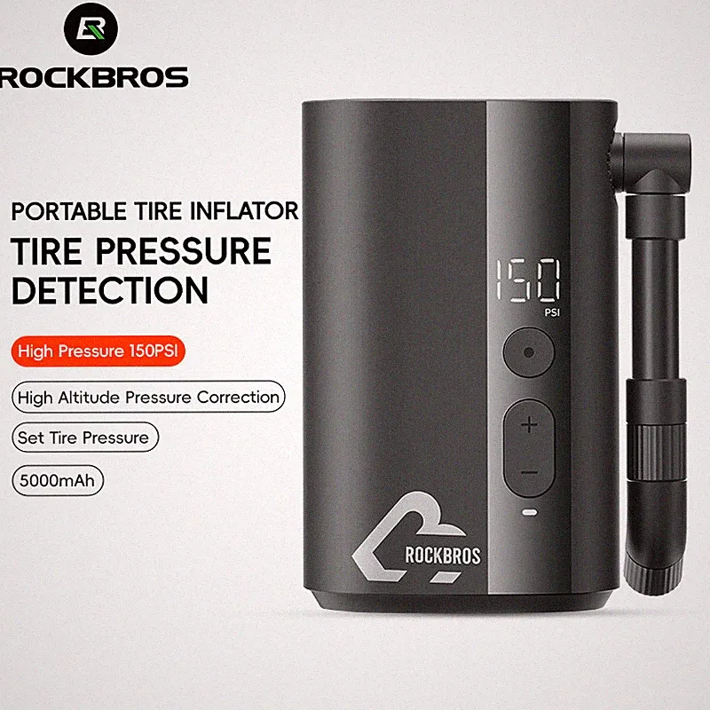 ROCKBROS Electric Mini Pump Motorcycle Bicycle E-bike Portable Inflator 150PSI