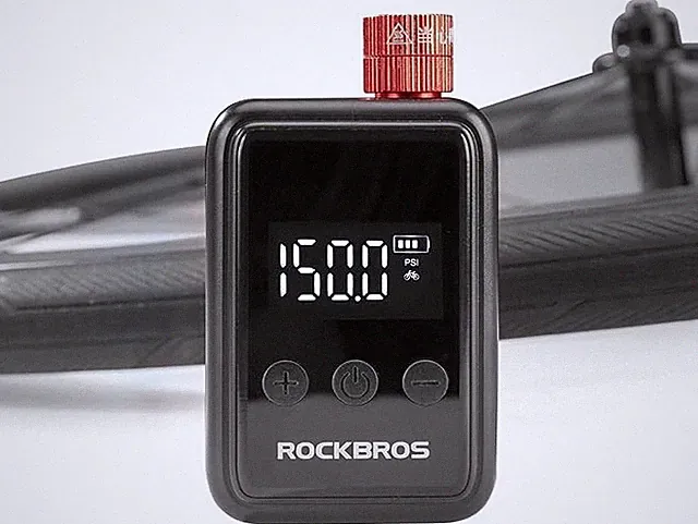 ROCKBROS Mini Bike Pump 150PSI Portable Electric Pump W/Digital Pressure Gauge