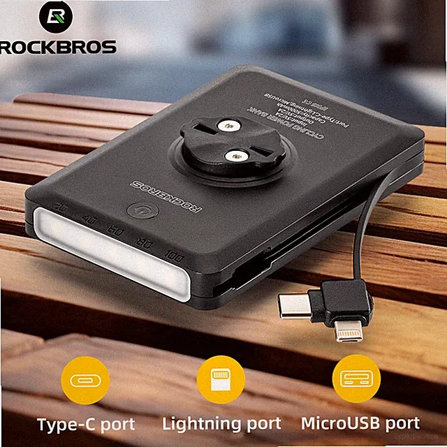 ROCKBROS Power Bank 5000mAh Bike Light with Mobile Charger Portable Outdoor USB