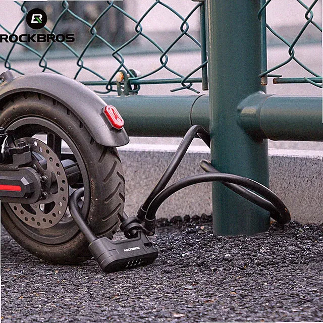 ROCKBROS Scooter Lock Compact Portable Combination Lock Carbon Steel with Cable