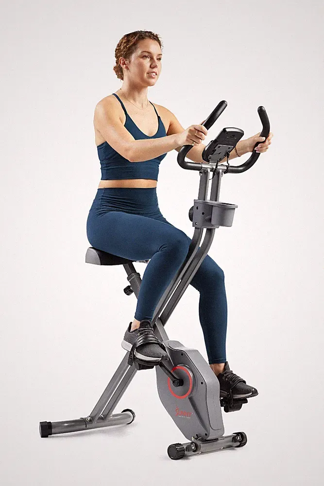Sunny Health & Fitness Smart Folding X-Bike Portable Compact Exercise Bike Train