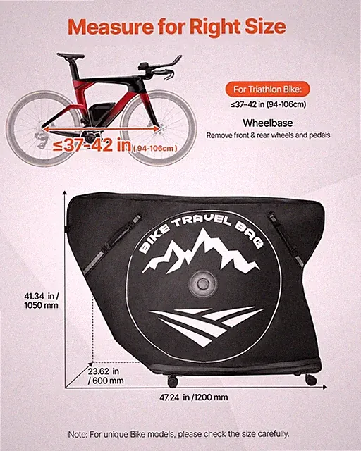 Triathlon Bike Travel Bag, Transport Bicycle Storage Carry Bag with TSA Lock &