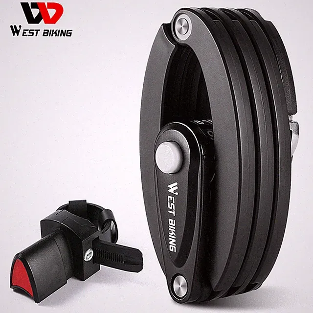 WEST BIKING Foldable Bike Lock 4 Digit Password Anti-Theft Chain Lock Black